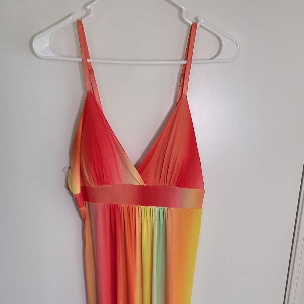 Spaghetti Straps Gorgeous Sunset Color Long Maxi